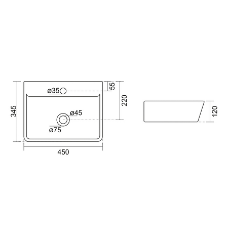 REEMA keramické umyvadlo 45x35cm, bílá