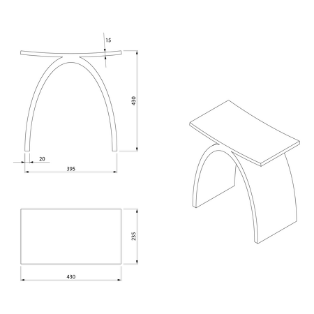 KORAL koupelnová stolička 43x43x23,5cm, solid surface, bílá mat