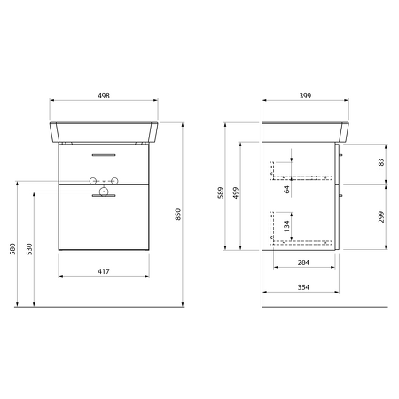 ZOJA umyvadlová skříňka zásuvková 41,5x50x35,5cm, bílá
