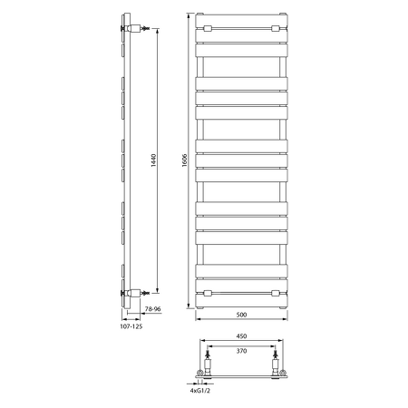 BONDECO otopné těleso 500x1606mm, černá mat