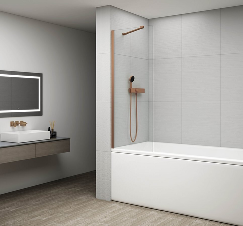 FISA vanová zástěna 600x1500mm, měď mat, čiré sklo