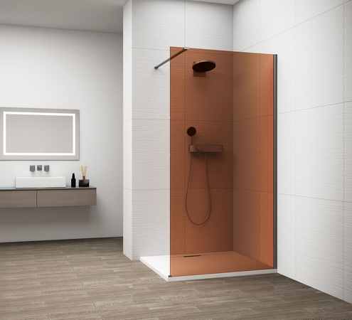 ESCA GUN METAL jednodílná sprchová zástěna k instalaci ke stěně, sklo Marron, 1500 mm