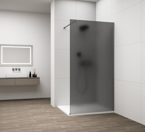 ESCA GUN METAL jednodílná sprchová zástěna k instalaci ke stěně, kouřové matné sklo, 1200 mm