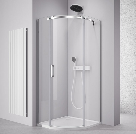 THRON ROUND čtvrtkruhová sprchová zástěna 900x900mm, čiré sklo, pravá