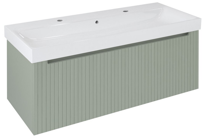 NELIO STRIP umyvadlová skříňka 116,5x44x49cm, 1x zásuvka, verde