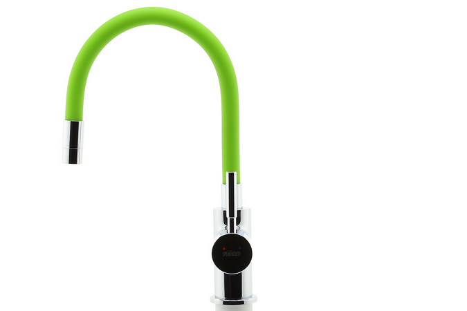 Dřezová stojánková baterie zelená-chrom s elastickým ramenem