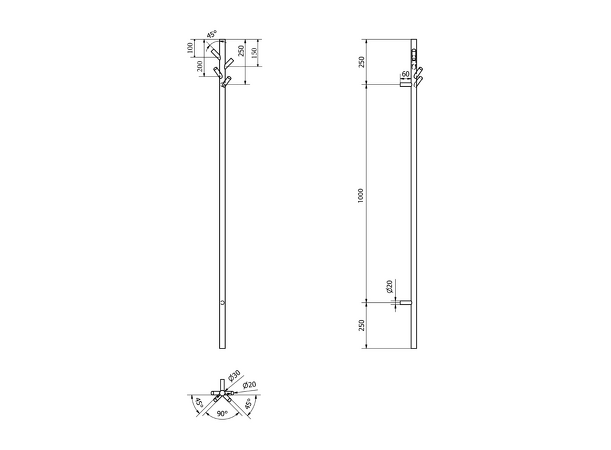 PASADOR elektrický sušák ručníků, kulatý, 150x1500mm, 30 W, měď mat