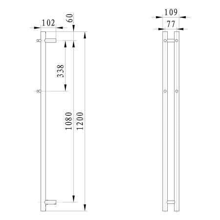 PAPINADO elektrický sušák ručníků 109x1200mm, 40 W, měď mat