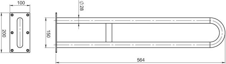 Madlo dvojité pevné 564 mm leštěná nerez